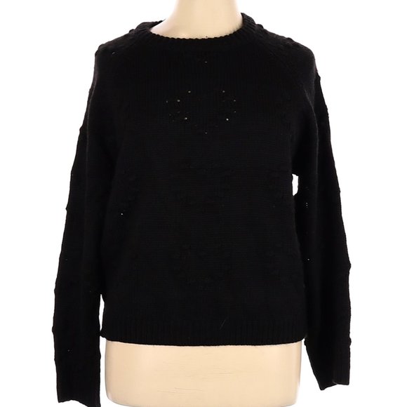 John + Jenn Sweaters - NWT John + Jenn Caviar Black on Black Heart Pattern Super Soft Pullover Size XL